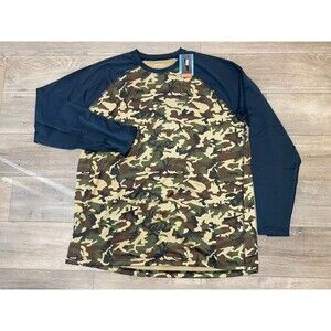 Simms Shirt Mens XXL Woodland Camo Crew Long Sleeve Base layer Fishing Outdoors